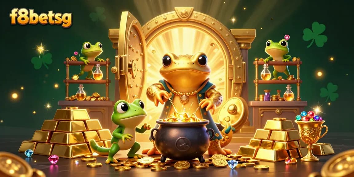 Experience the winning excitement at f8betsg with a vibrant 3D illustration of a fantasy casino scene.