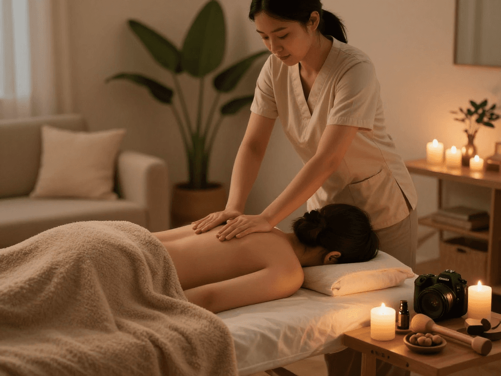 Experience premium 출장안마 service in a serene home massage setting.