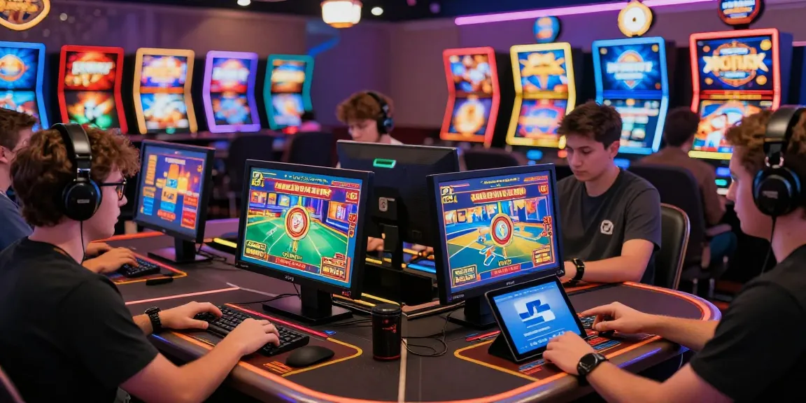 Giocatori che si divertono con vari giochi nei siti casino non AAMS, dalle slot machine ai croupier dal vivo in un ambiente digitale emozionante.