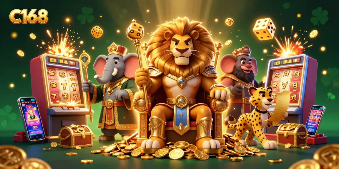 Experience C168's vibrant gaming scene with a lion king, while winning big at the slots.