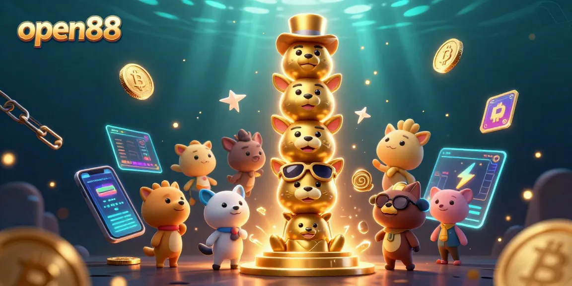 Spin and win at open88 with thrilling animated 3D totem and vibrant crypto coins