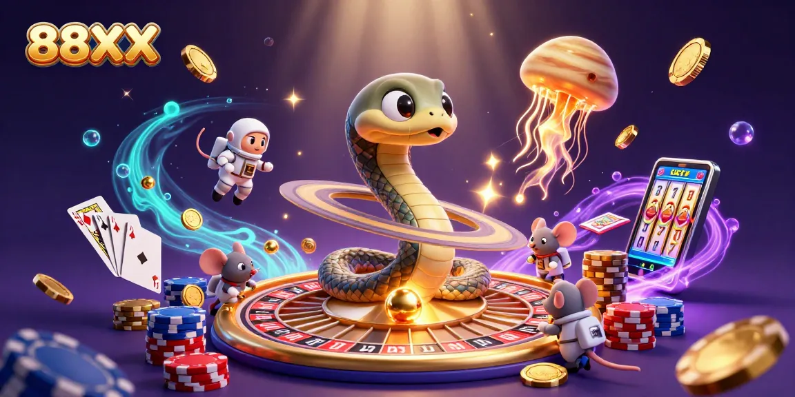 Experience thrilling gameplay at 88XX with astronauts betting on cosmic roulette gaming scene.
