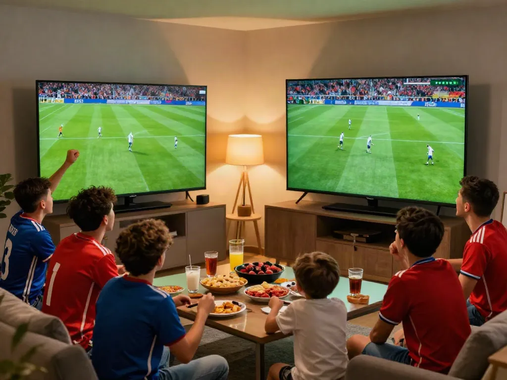 Fans engaging with the action on cakhiatvvn.jpn.com while watching a live soccer match.