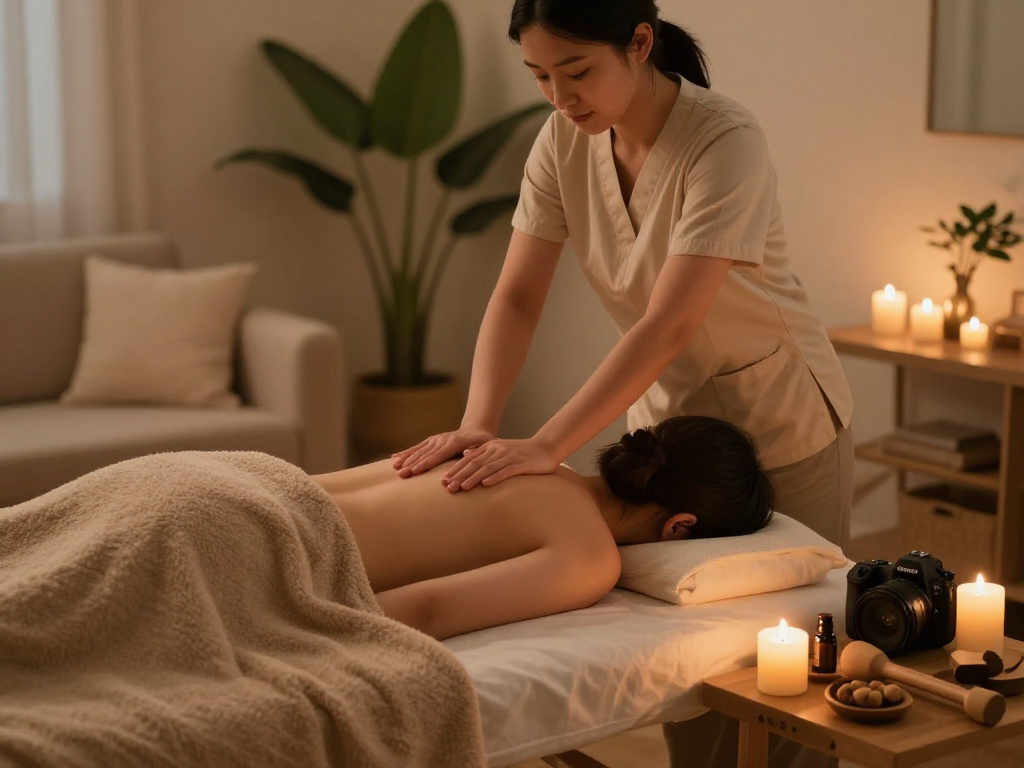 Experience premium 출장안마 service in a serene home massage setting.