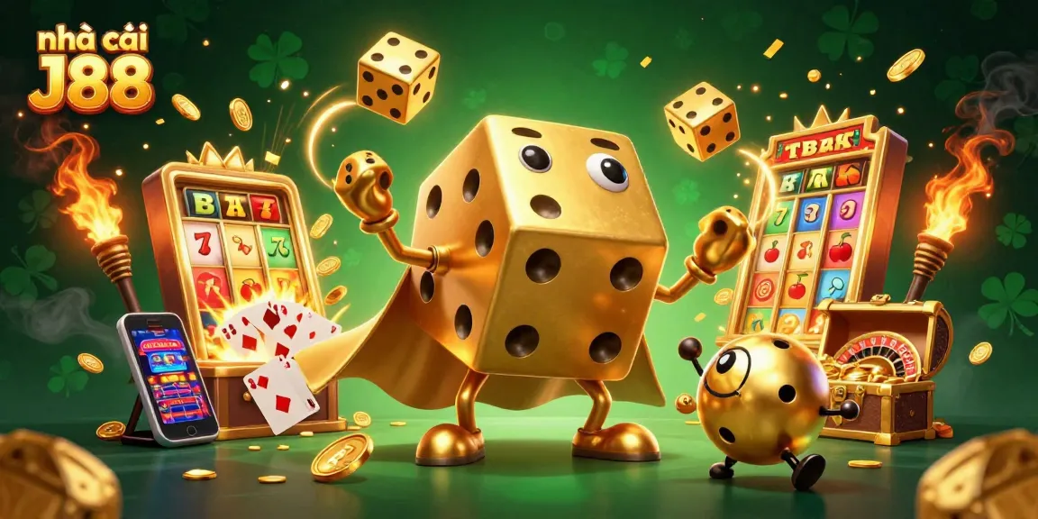 Experience thrilling gameplay at nhà cái J88 with a vibrant, dynamic casino scene featuring joyful elements.