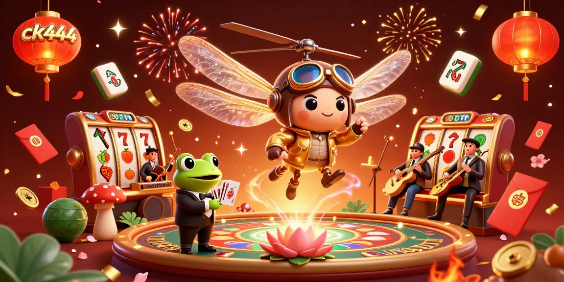 Experience the thrill of ck444 with vibrant reels and casino magic in this captivating illustration.
