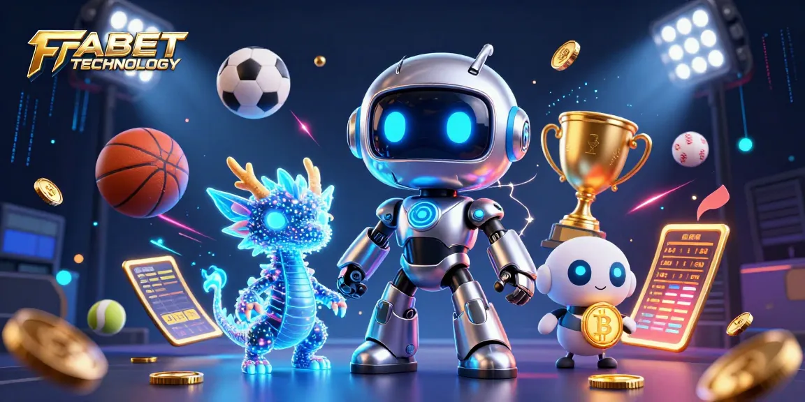 Experience the excitement of FABET TECHNOLOGY with vibrant sports betting elements and animated characters.