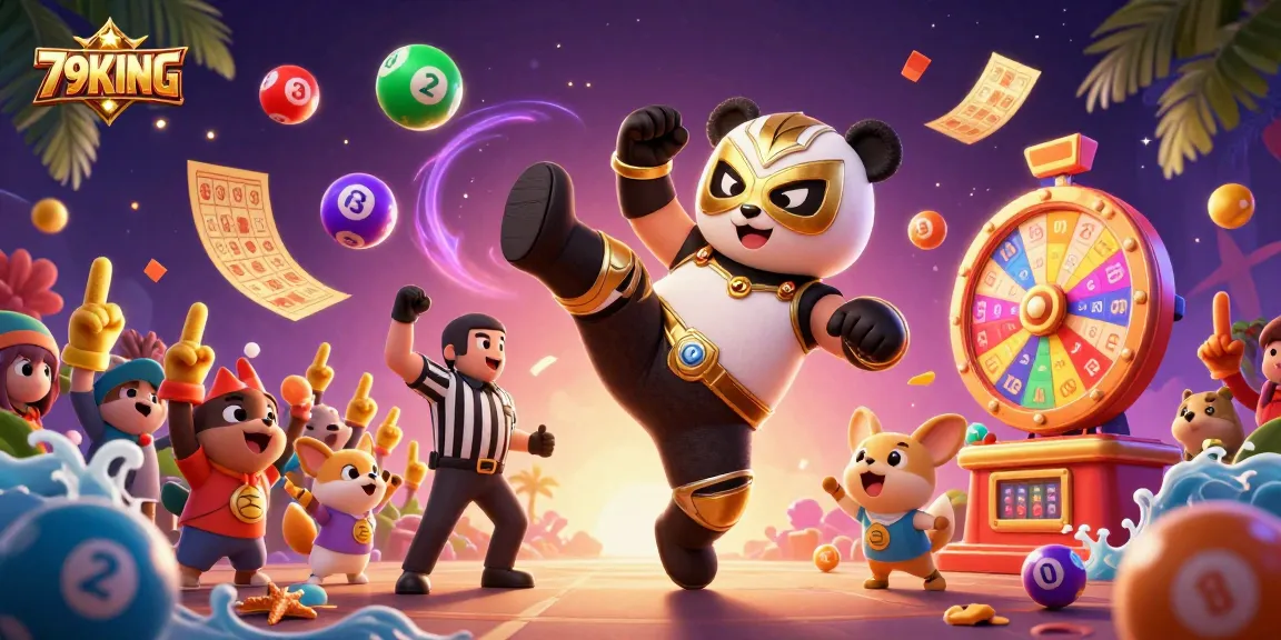 Engage with vibrant 79KING gambling action featuring a panda wrestler and dynamic game elements.