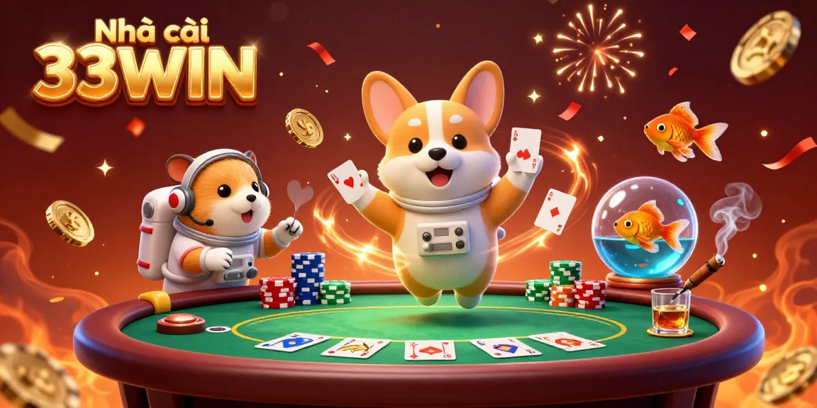 Experience the thrill at Nhà cái 33WIN with a colorful cosmic casino adventure featuring poker action.