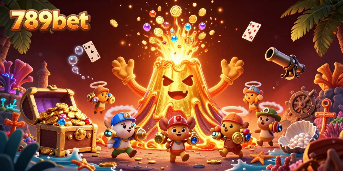 Engage with the exciting 789bet casino adventure featuring treasures and animated characters amidst vibrant gaming elements.
