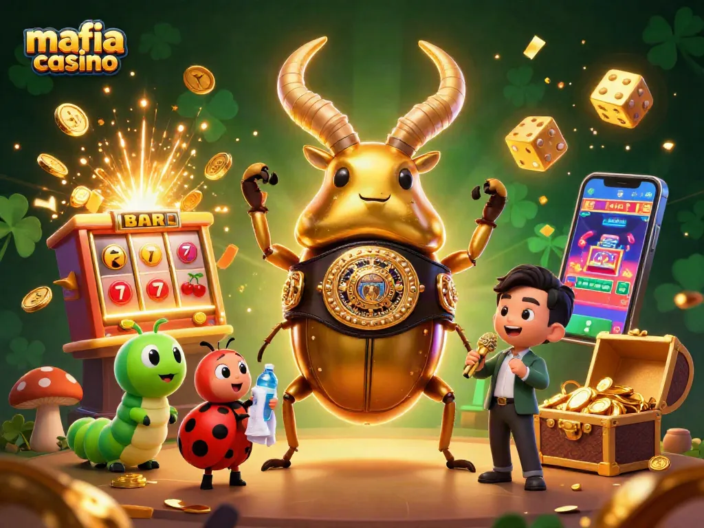 Experience the thrill of mafia casino with vibrant characters and action-packed gaming elements in an exciting illustration.