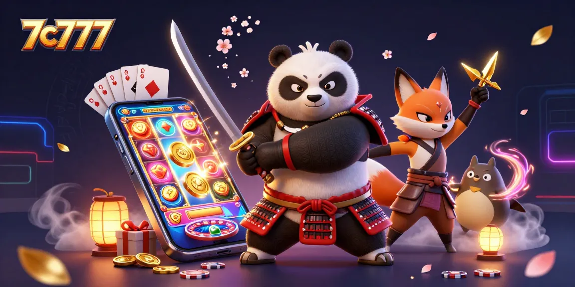 Engage in gaming excitement with 7c777 as the samurai panda and ninja fox unveil vibrant slot games.