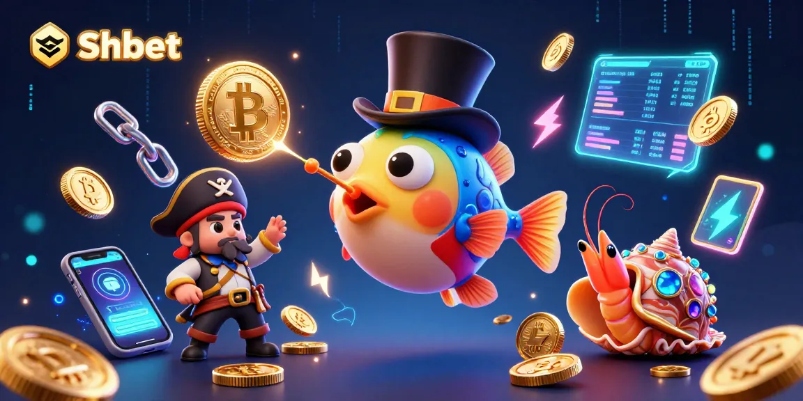 Experience Shbet with glowing anglerfish attracting gold coins in a vibrant underwater casino scene.