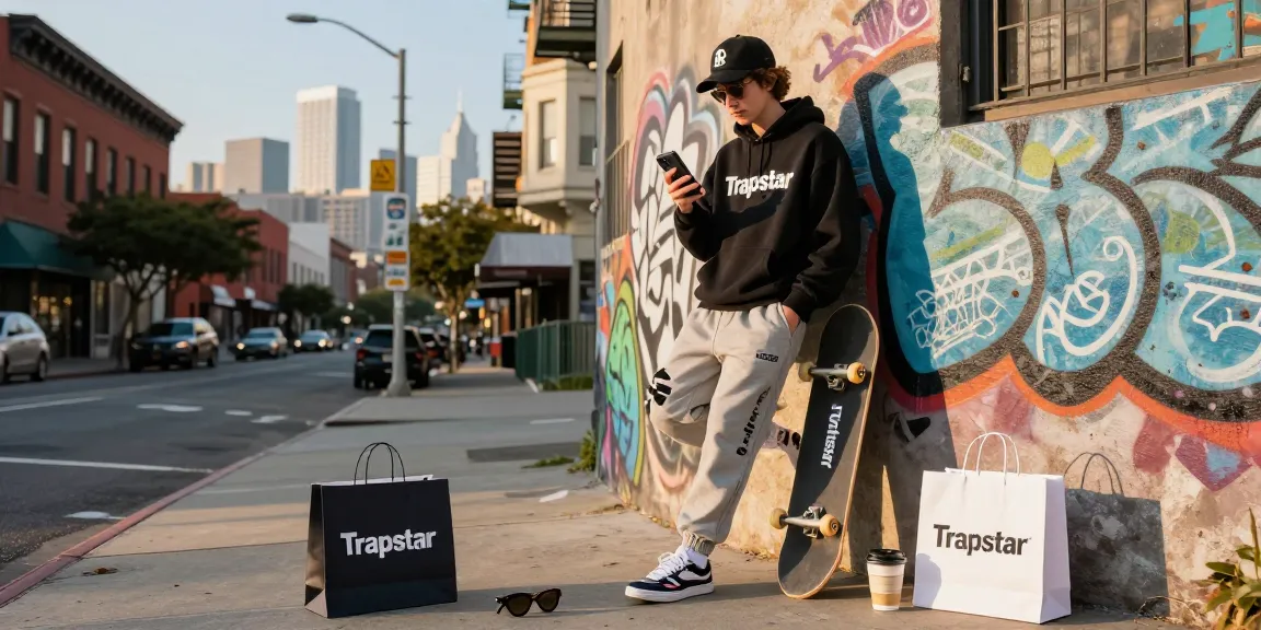 Esplora la collezione di streetwear urbano di Trapstaritaly.com.co con outfit eleganti e accessori presentati in vivaci ambientazioni cittadine.