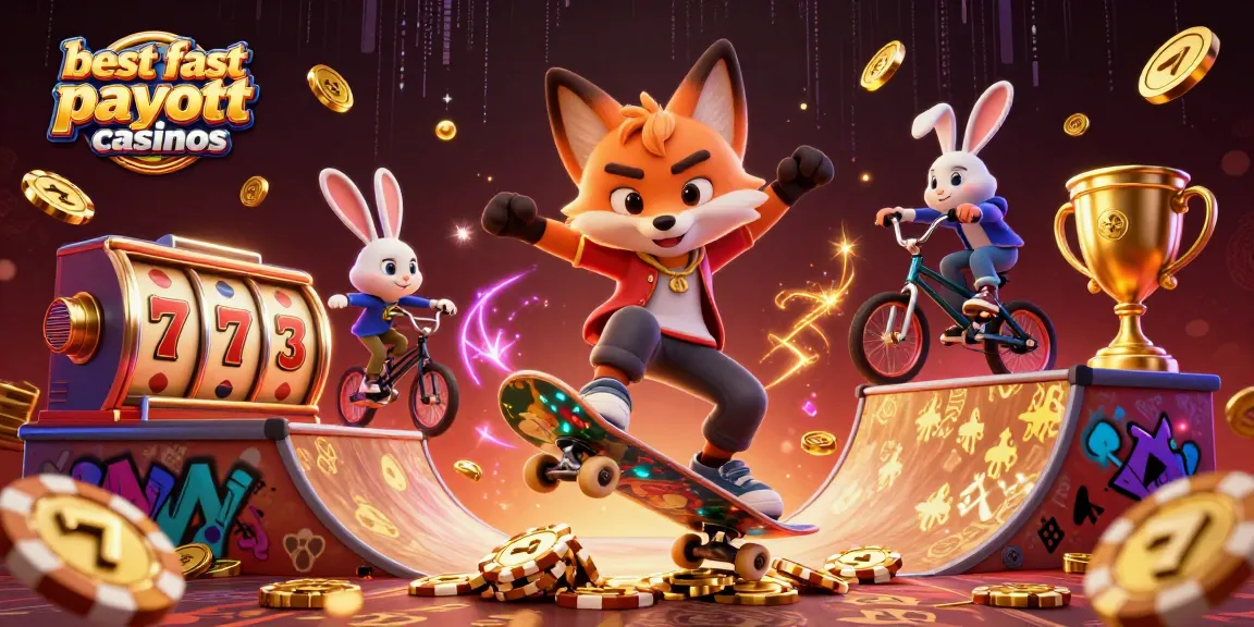 Engage with the best fast payout casinos in this lively illustration, showcasing thrilling gaming moments.