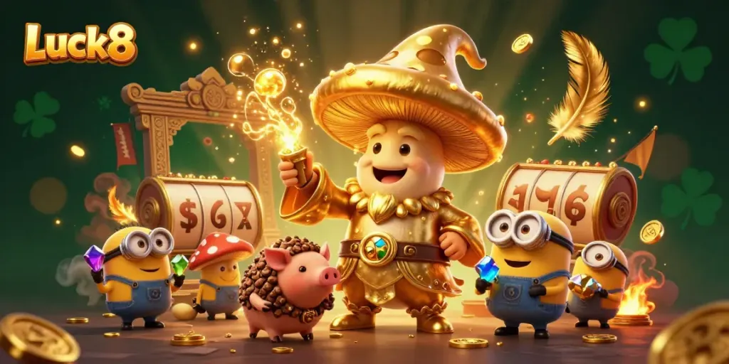 Join the excitement at Luck8 with this vibrant illustration of a magical casino world.