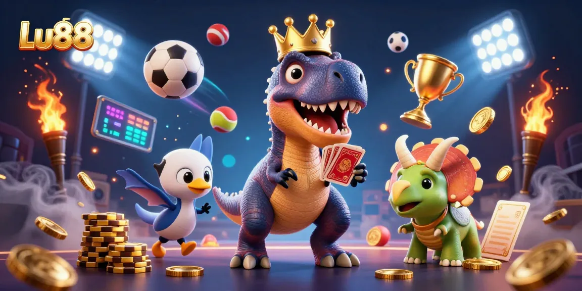 Experience thrilling gameplay at Lu88 with friendly dinosaurs in a dynamic casino setting.