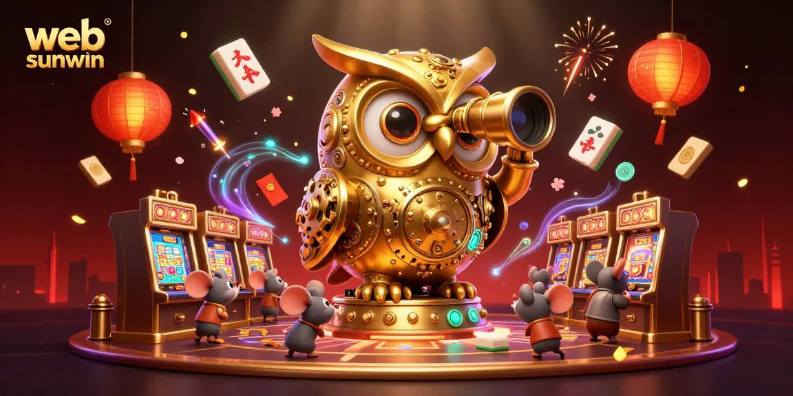 Experience vibrant gaming action with web sunwin's 3D illustration of a casino, featuring an owl and animated elements.