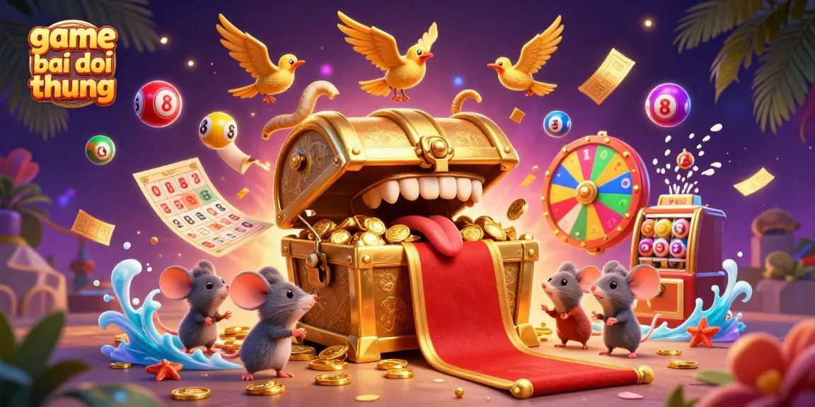 Engage in game bai doi thuong with vibrant prizes and dynamic atmosphere in this stunning 3D illustration.
