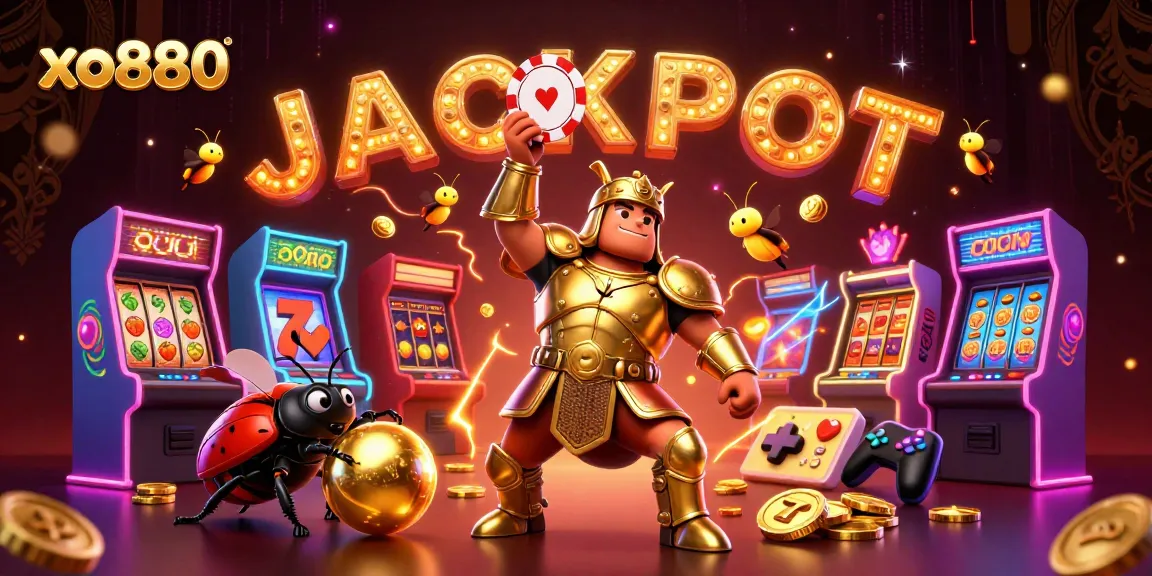 Experience a thrilling jackpot celebration with xo880's vibrant gaming action and colorful elements.