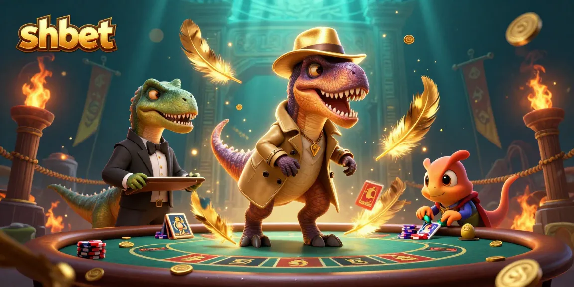 Watch the shbet velociraptor card counter at a blackjack table while a stegosaurus pit boss suspiciously oversees