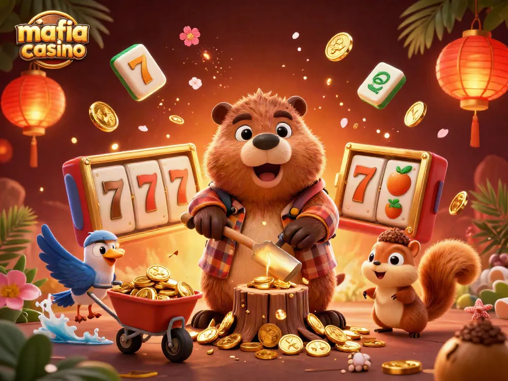 Experience the excitement at mafia casino with animated characters and vibrant slot symbols.